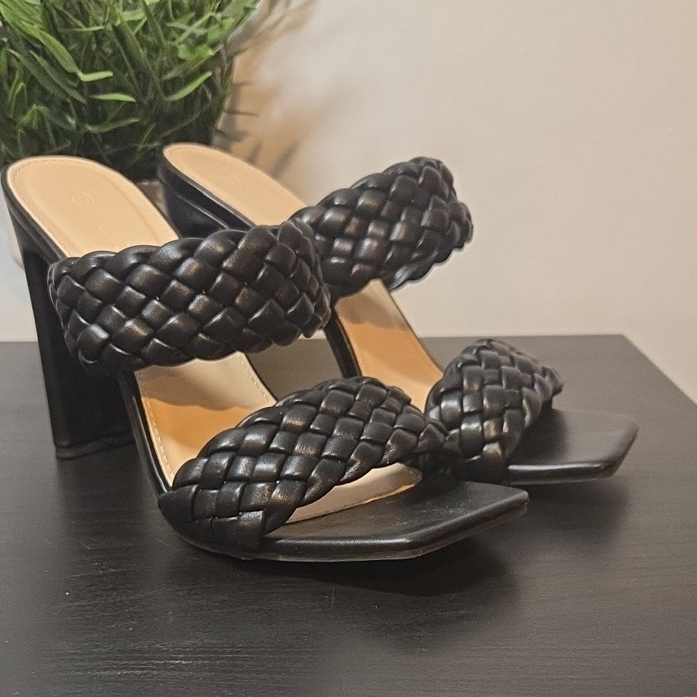 Elegant Black Braided Women's Heels By WILD DIVA